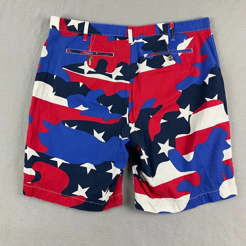 Polo Ralph Lauren Shorts Men 38 Chino US Flag Camo Stars And Stripes Pony Preppy